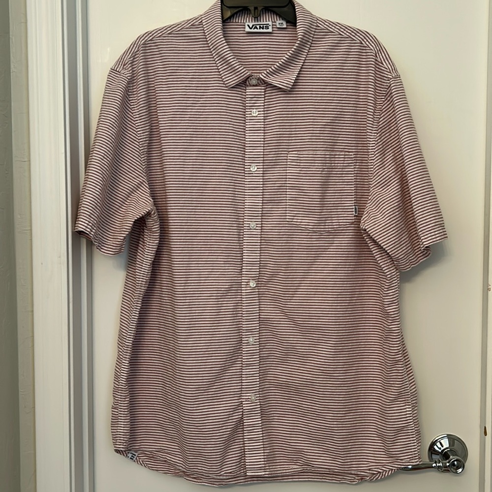 Men’s Vans Short Sleeves Striped Button Down Shirt Size 2XL
